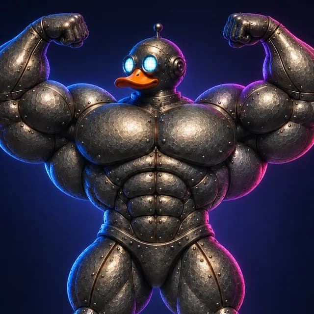 Huge bodybuilder Günther figurine in a double-biceps pose